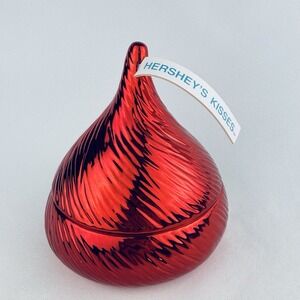 Hershey's Kisses Teleflora Red Ceramic Covered Candy Dish Jar 1999 Vintage